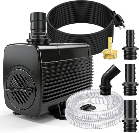 660GPH Submersible Water Pump 45W with 10ft Power Cord & Tubing, Ultra Quiet Fountain Pump with Overheat Protection for Fish Tank, Pond, Waterfall, Hydroponic Systems in Kuwait