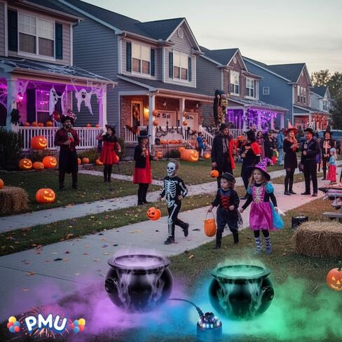 PMU Halloween 2pc Multi Pack 12in Black Plastic Cauldron with Mist Maker Multi Color Fogger (1) 12in 55120-NHS(1) 49500 (2/pkg) Pkg/1 in Saudi Arabia