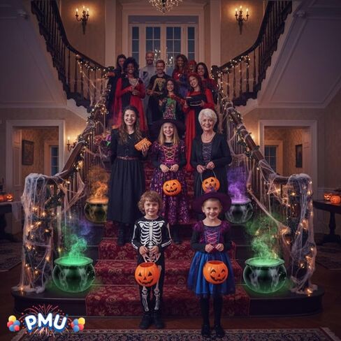 PMU Halloween 2pc Multi Pack 12in Black Plastic Cauldron with Mist Maker Multi Color Fogger (1) 12in 55120-NHS(1) 49500 (2/pkg) Pkg/1 in Saudi Arabia