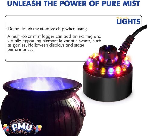 PMU Halloween 2pc Multi Pack 12in Black Plastic Cauldron with Mist Maker Multi Color Fogger (1) 12in 55120-NHS(1) 49500 (2/pkg) Pkg/1 in Saudi Arabia