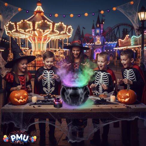 PMU Halloween 2pc Multi Pack 12in Black Plastic Cauldron with Mist Maker Multi Color Fogger (1) 12in 55120-NHS(1) 49500 (2/pkg) Pkg/1 in Saudi Arabia