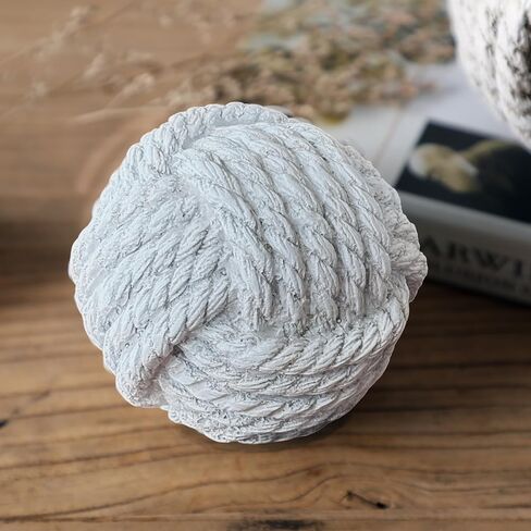 Nautical Resin Knots Balls, Set of 2 Coastal White and Beige, Monkey Fist Decorative Orbs for Coffee Table, Bookshelf & Desktop Staging in Kuwait
