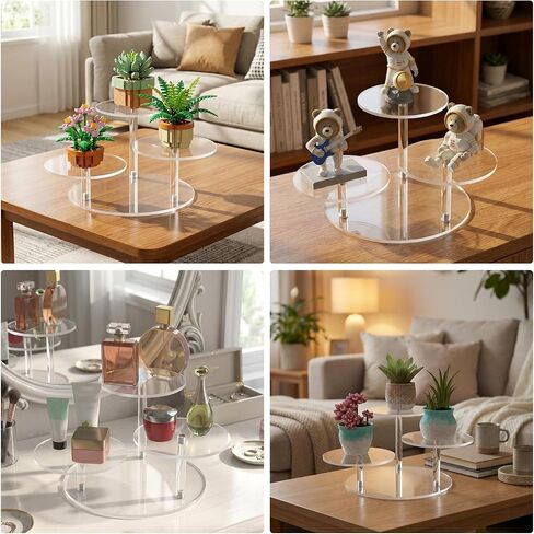 NiHome Clear Acrylic Display Stand for LEGO Botanical Collection Sets, Multi-Tier Showcase Figurine Display Shelf Riser for Collectibles and Room Decor, Perfume Riser Holder, Tabletop Plant Stand in Saudi Arabia