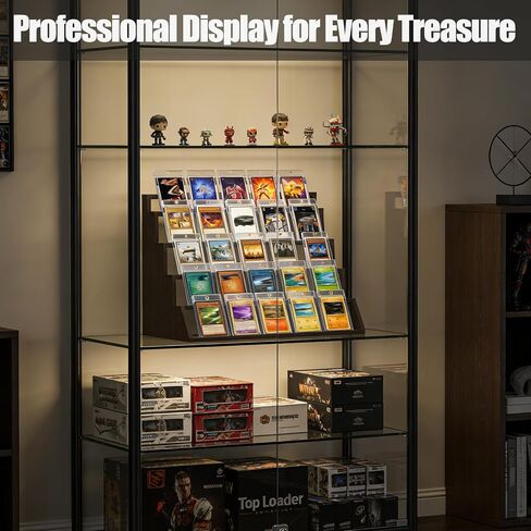 5 Tier Wooden Card Display Stand – Vertical Card Holder Display for Trading Cards, Game Cards, Sports Cards, Graded PSA/BGS/SGC, Baseball, Basketball&Football(Soccer) Card Stand, Desk & Shelf Organize,Black in Saudi Arabia