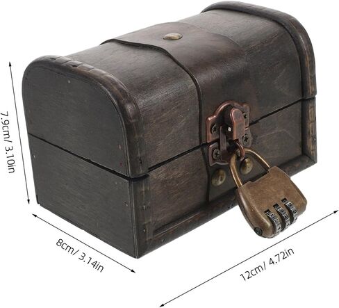 OSALADI Vintage Lockable Treasure Chest with Combination Lock, Antique Crafted Puzzle Box, Gray Weathered Jewelry Organizer for Home Décor and Collectibles in Kuwait