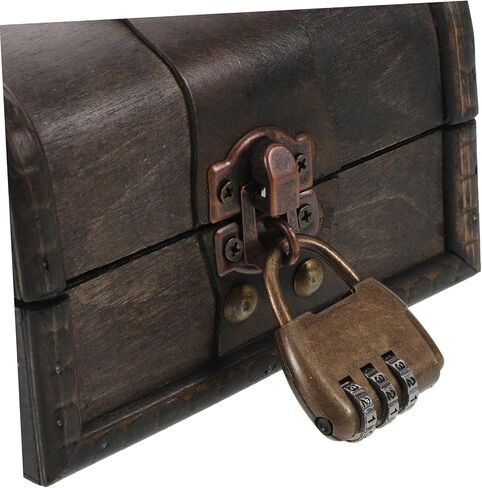 OSALADI Vintage Lockable Treasure Chest with Combination Lock, Antique Crafted Puzzle Box, Gray Weathered Jewelry Organizer for Home Décor and Collectibles in Kuwait