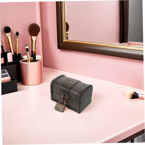 OSALADI Vintage Lockable Treasure Chest with Combination Lock, Antique Crafted Puzzle Box, Gray Weathered Jewelry Organizer for Home Décor and Collectibles in Kuwait