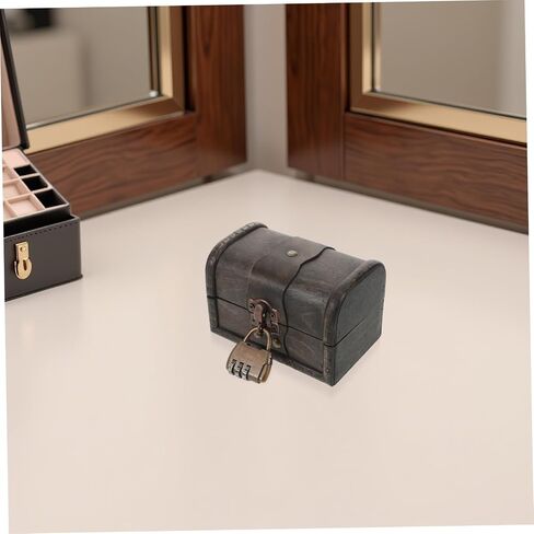 OSALADI Vintage Lockable Treasure Chest with Combination Lock, Antique Crafted Puzzle Box, Gray Weathered Jewelry Organizer for Home Décor and Collectibles in Kuwait