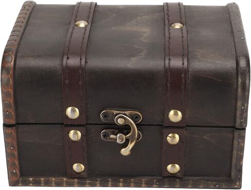 Wooden Storage Box, Wooden Treasure Box Vintage Old Grey Storage Chest, Elegant Jewelry Organizer for Necklace Earrings, Retro Keepsake Container for Gifts in Kuwait