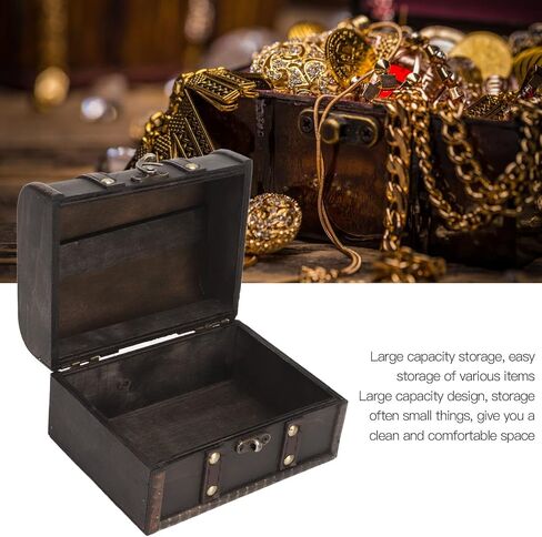 Wooden Storage Box, Wooden Treasure Box Vintage Old Grey Storage Chest, Elegant Jewelry Organizer for Necklace Earrings, Retro Keepsake Container for Gifts in Kuwait