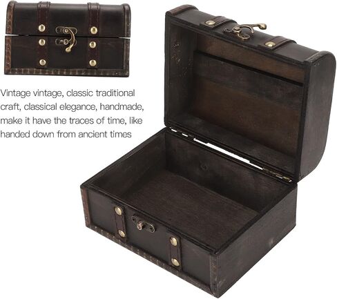 Wooden Storage Box, Wooden Treasure Box Vintage Old Grey Storage Chest, Elegant Jewelry Organizer for Necklace Earrings, Retro Keepsake Container for Gifts in Kuwait