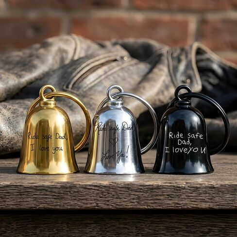 Personalized Handwriting Motorcycle Bell, Custom Engraved Photo Gremlin Bell - Motorcycle Father Day Gifts, Biker Dad Gifts in Kuwait