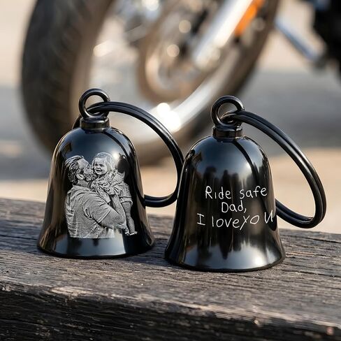 Personalized Handwriting Motorcycle Bell, Custom Engraved Photo Gremlin Bell - Motorcycle Father Day Gifts, Biker Dad Gifts in Kuwait