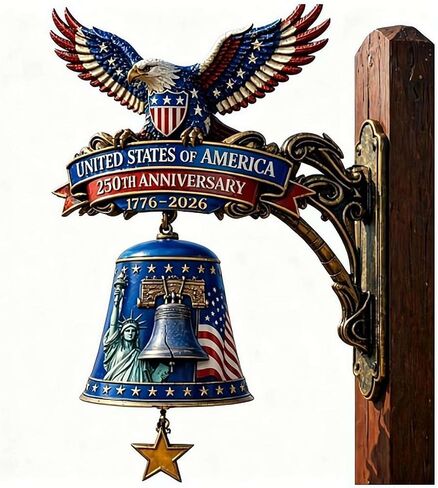 250th Anniversary Bell, USA Patriotic Decor for Independence Day 2026, American Eagle Statue of Liberty Liberty Bell Resin Wall Hanging, Commemorative Gift for Veterans History Buffs (12cm) in Saudi Arabia