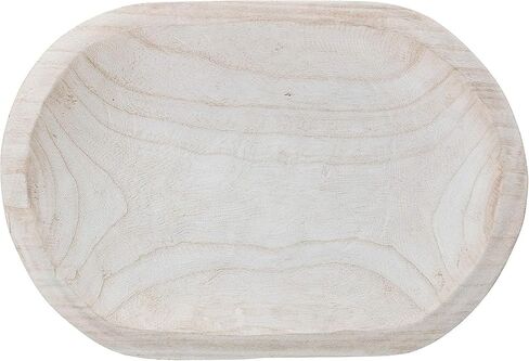 BOLTCORRSE Large Whitewashed Decorative Wood Bowl - Hand Carved Paulownia Tray for Coffee Table Centerpiece & Entryway Catchall - Organic Modern Farmhouse Decor in Saudi Arabia