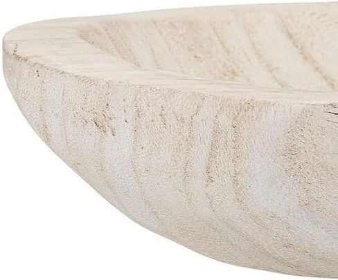 BOLTCORRSE Large Whitewashed Decorative Wood Bowl - Hand Carved Paulownia Tray for Coffee Table Centerpiece & Entryway Catchall - Organic Modern Farmhouse Decor in Saudi Arabia