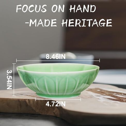 2 PCS Chinese Lotus 24OZ Wide Mouth 8.5 IN Celadon Large Bowl, Heat Resistant, High Quality, FOR Fruit Salad Noodles Snacks in Saudi Arabia