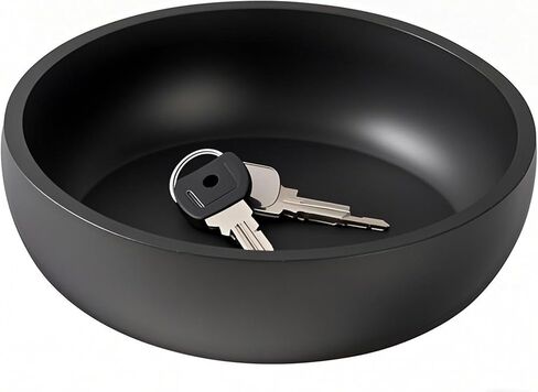 Aotea Crafts - 7.9" Concrete Large Key Bowl for Entryway Table Decor - Modern Industrial & Minimalist Decorative Key Holder Bowl for Keys- Charcoal Black- Smooth Texture - Sealed & Durable in Saudi Arabia
