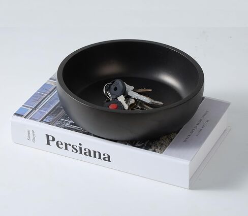 Aotea Crafts - 7.9" Concrete Large Key Bowl for Entryway Table Decor - Modern Industrial & Minimalist Decorative Key Holder Bowl for Keys- Charcoal Black- Smooth Texture - Sealed & Durable in Saudi Arabia