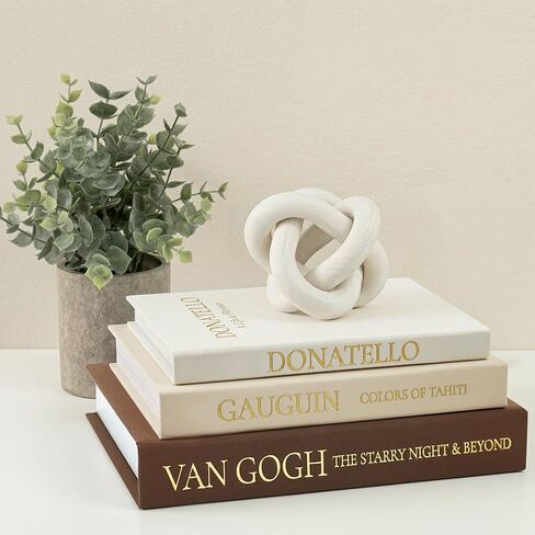 Vintage Faux Book Box Set of 3 Brown Linen Decorative Books for Shelves, Fake Books for Decoration with Secret Compartment, Rustic Farmhouse Coffee Table Decor (Brown-Beige-White) in Saudi Arabia