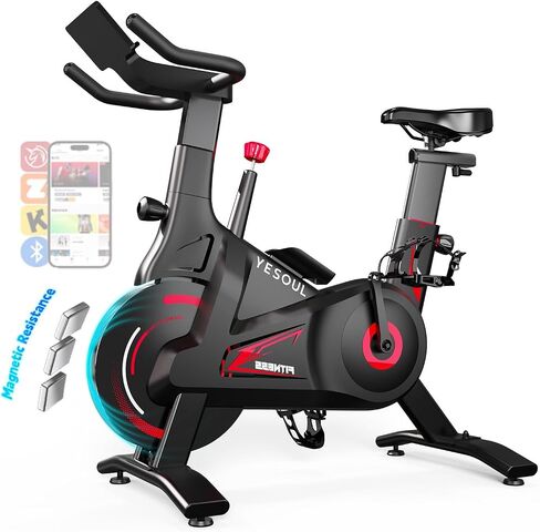Exercise Bike,Yesoul Stationary Bikes for Home with 2 Resistance Bands, Exclusive App, Low Noise Indoor Cycling Bike with 300lbs Weight Capacity,Comfortable Seat Cushion and Upgraded LED Monitor,Rich Fitness Courses for Home Gym Cardio Workout Training in Saudi Arabia
