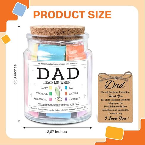 NewEleven Fathers Day Gift For Dad From Daughter, Son - Bible Verse Jar For Father, Inspirational Scripture Jar With 92 Bible Verses, Decorative Christian Gift For New Dad in Saudi Arabia