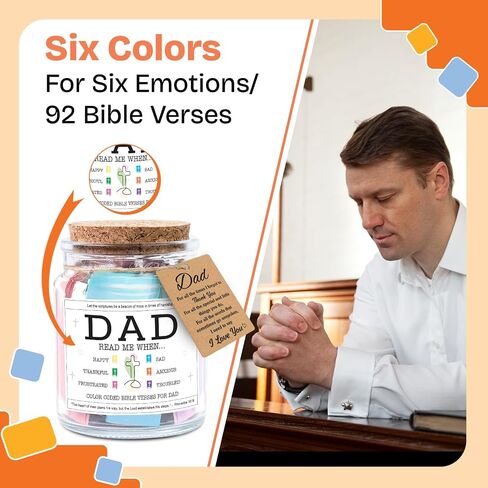 NewEleven Fathers Day Gift For Dad From Daughter, Son - Bible Verse Jar For Father, Inspirational Scripture Jar With 92 Bible Verses, Decorative Christian Gift For New Dad in Saudi Arabia