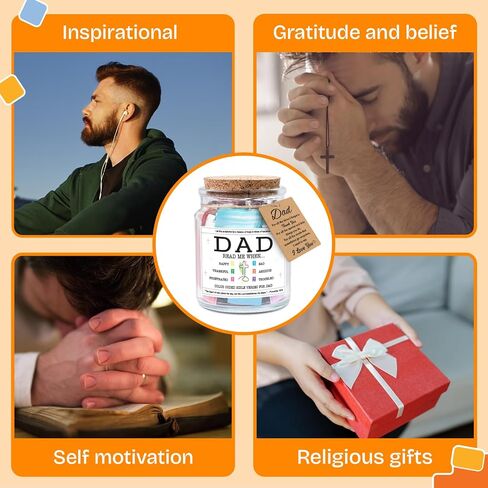 NewEleven Fathers Day Gift For Dad From Daughter, Son - Bible Verse Jar For Father, Inspirational Scripture Jar With 92 Bible Verses, Decorative Christian Gift For New Dad in Saudi Arabia