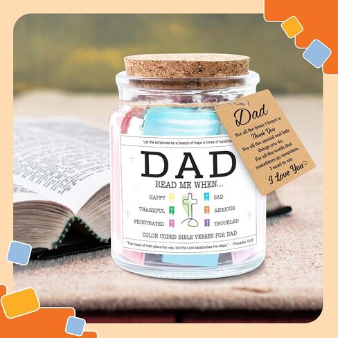 NewEleven Fathers Day Gift For Dad From Daughter, Son - Bible Verse Jar For Father, Inspirational Scripture Jar With 92 Bible Verses, Decorative Christian Gift For New Dad in Saudi Arabia