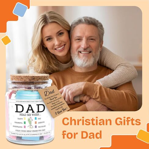 NewEleven Fathers Day Gift For Dad From Daughter, Son - Bible Verse Jar For Father, Inspirational Scripture Jar With 92 Bible Verses, Decorative Christian Gift For New Dad in Saudi Arabia