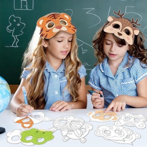 24 Set Animal Coloring Mask Safari Animal Masks for Craft Color Your Own DIY Paper Blank Masquerade Mask for Jungle Animal Birthday Party Supplies School Classroom Craft Activity in Saudi Arabia