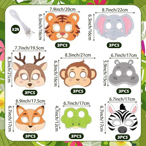 24 Set Animal Coloring Mask Safari Animal Masks for Craft Color Your Own DIY Paper Blank Masquerade Mask for Jungle Animal Birthday Party Supplies School Classroom Craft Activity in Saudi Arabia