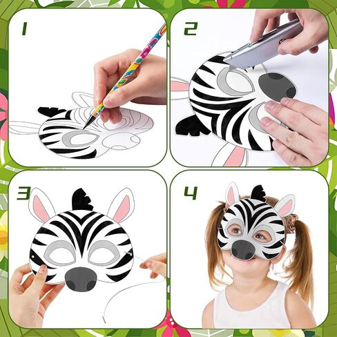 24 Set Animal Coloring Mask Safari Animal Masks for Craft Color Your Own DIY Paper Blank Masquerade Mask for Jungle Animal Birthday Party Supplies School Classroom Craft Activity in Saudi Arabia