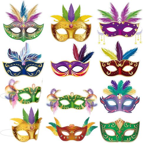 20 Pack Mardi Gras Masks Bulk Paper Mask Masquerade Masks for Men Women Carnival, Music, Costume Party Supplies Masquerade Party Decorations in Saudi Arabia