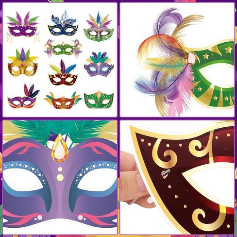 20 Pack Mardi Gras Masks Bulk Paper Mask Masquerade Masks for Men Women Carnival, Music, Costume Party Supplies Masquerade Party Decorations in Saudi Arabia