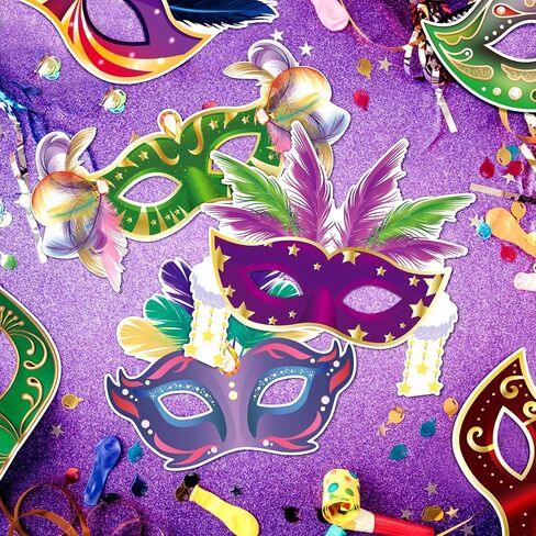 20 Pack Mardi Gras Masks Bulk Paper Mask Masquerade Masks for Men Women Carnival, Music, Costume Party Supplies Masquerade Party Decorations in Saudi Arabia
