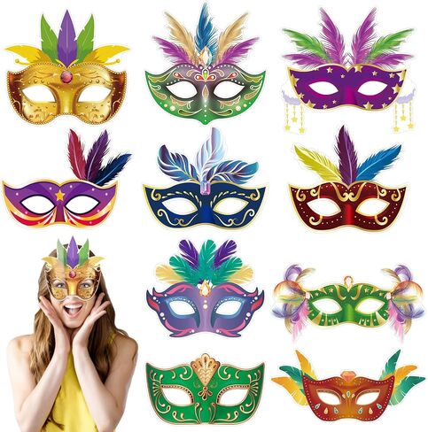 20 Pack Mardi Gras Masks Bulk Paper Mask Masquerade Masks for Men Women Carnival, Music, Costume Party Supplies Masquerade Party Decorations in Saudi Arabia