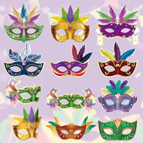 20 Pack Mardi Gras Masks Bulk Paper Mask Masquerade Masks for Men Women Carnival, Music, Costume Party Supplies Masquerade Party Decorations in Saudi Arabia