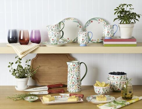Oneida Home And Kitchen, First Blooms Pitcher, Porcelain Material, Water Jug, Dishwasher Safe, Water Pitcher, Decorative Pitchers, Butterfly & Flowers Design(Multi-Colored, 1 Piece, 50 Ounce Capacity) in Saudi Arabia