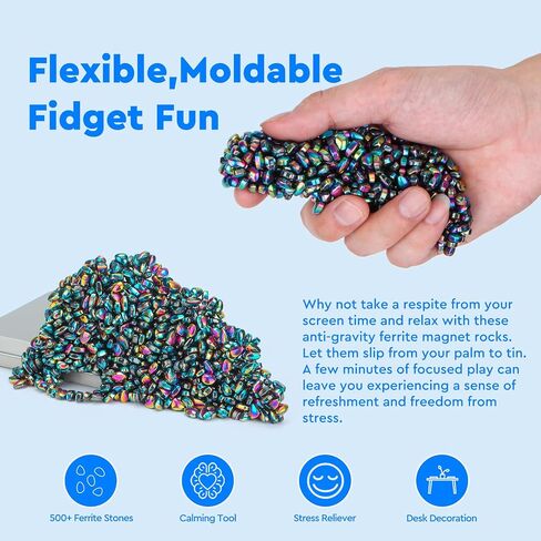 Ferrite Putty, 500+ Colorful Ferrite Stones for Desk & Office, Tactile Adult Fidget Accessory for Focus, Relaxation, Stress Relief & Desk Decor in Kuwait