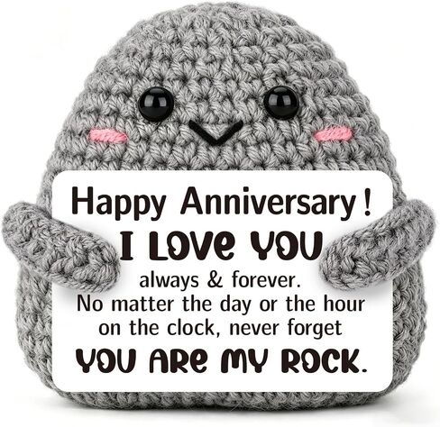 Happy Anniversary Couple Gifts for Men Women, Anniversary Wedding Gifts for Husband Wife - Handmade Crochet Stone Decor You are My Rock - Romantic I Love You Gift for Boyfriend Girlfriend Him Her in Saudi Arabia