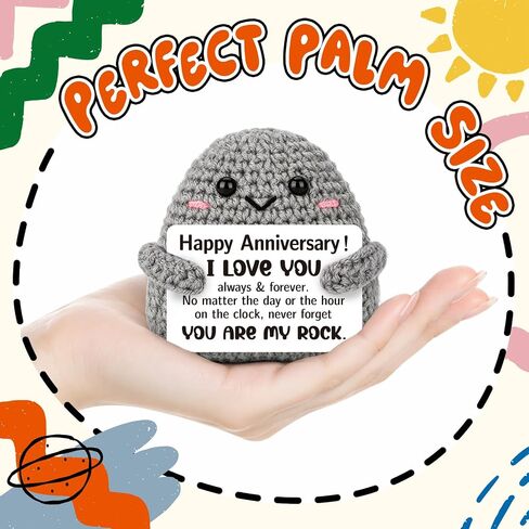 Happy Anniversary Couple Gifts for Men Women, Anniversary Wedding Gifts for Husband Wife - Handmade Crochet Stone Decor You are My Rock - Romantic I Love You Gift for Boyfriend Girlfriend Him Her in Saudi Arabia