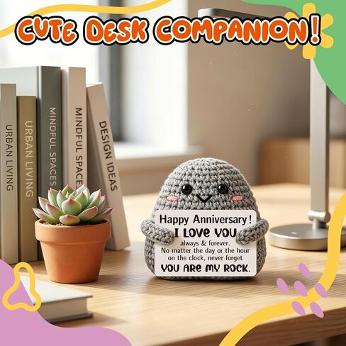 Happy Anniversary Couple Gifts for Men Women, Anniversary Wedding Gifts for Husband Wife - Handmade Crochet Stone Decor You are My Rock - Romantic I Love You Gift for Boyfriend Girlfriend Him Her in Saudi Arabia