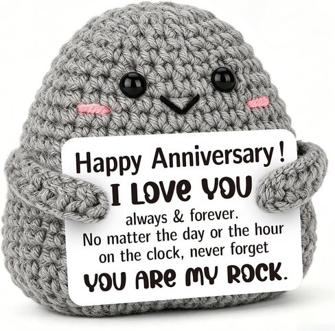 Happy Anniversary Couple Gifts for Men Women, Anniversary Wedding Gifts for Husband Wife - Handmade Crochet Stone Decor You are My Rock - Romantic I Love You Gift for Boyfriend Girlfriend Him Her in Saudi Arabia
