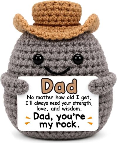 Fathers Day Dad Gifts from Daughter Son Bonus Stepdad First Basket Card from Wife for Husband Handmade Positive Crochet Rock Gifts for Dads Birthday Best Dad Ever Gift You are My Rock in Saudi Arabia