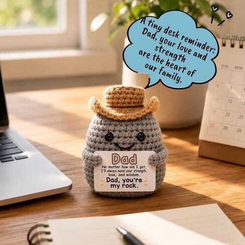 Fathers Day Dad Gifts from Daughter Son Bonus Stepdad First Basket Card from Wife for Husband Handmade Positive Crochet Rock Gifts for Dads Birthday Best Dad Ever Gift You are My Rock in Saudi Arabia