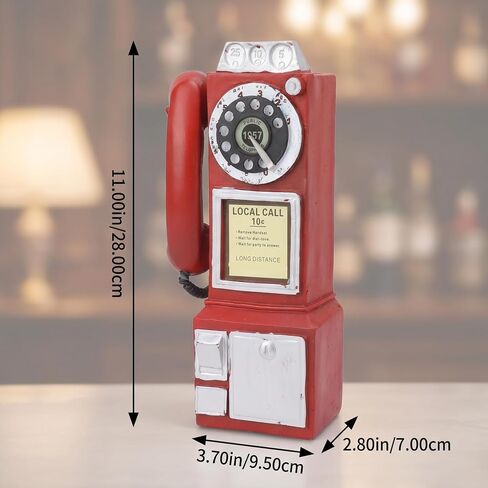 Keenso Retro Phone Model Decoration for Public Places, Exquisitely Crafted Vintage Telephone Decor for Seniors (Red) in Kuwait