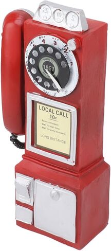Keenso Retro Phone Model Decoration for Public Places, Exquisitely Crafted Vintage Telephone Decor for Seniors (Red) in Kuwait