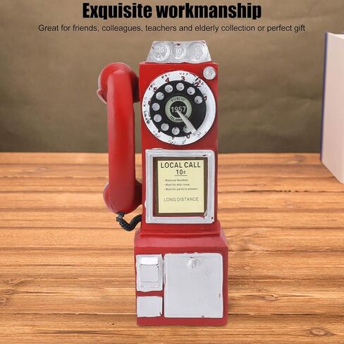 Keenso Retro Phone Model Decoration for Public Places, Exquisitely Crafted Vintage Telephone Decor for Seniors (Red) in Kuwait