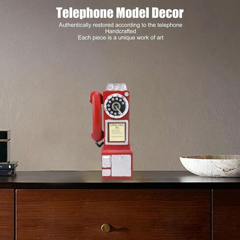 Keenso Retro Phone Model Decoration for Public Places, Exquisitely Crafted Vintage Telephone Decor for Seniors (Red) in Kuwait